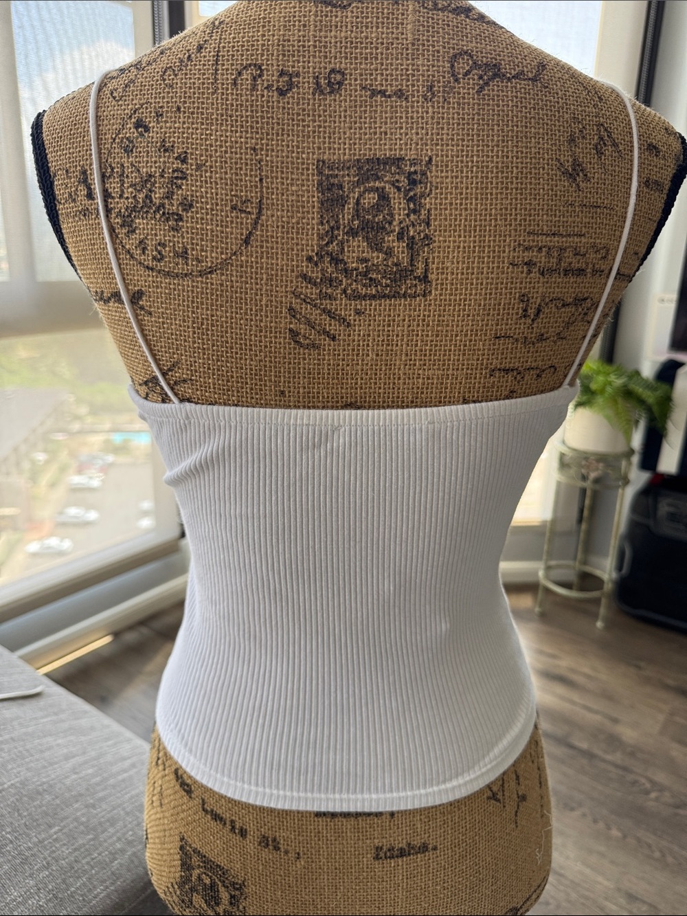 Zara White Ribbed Cami with Lace Trim - Picture 6 of 7